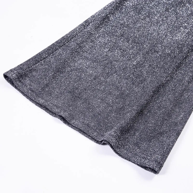 Luxe Glitterende Dames Broek met Hoge Taille