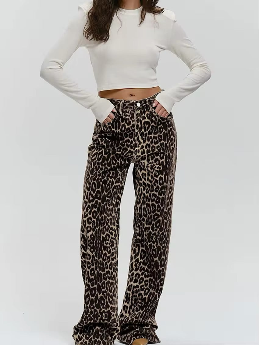 Kara | Flared Broek met Panterprint