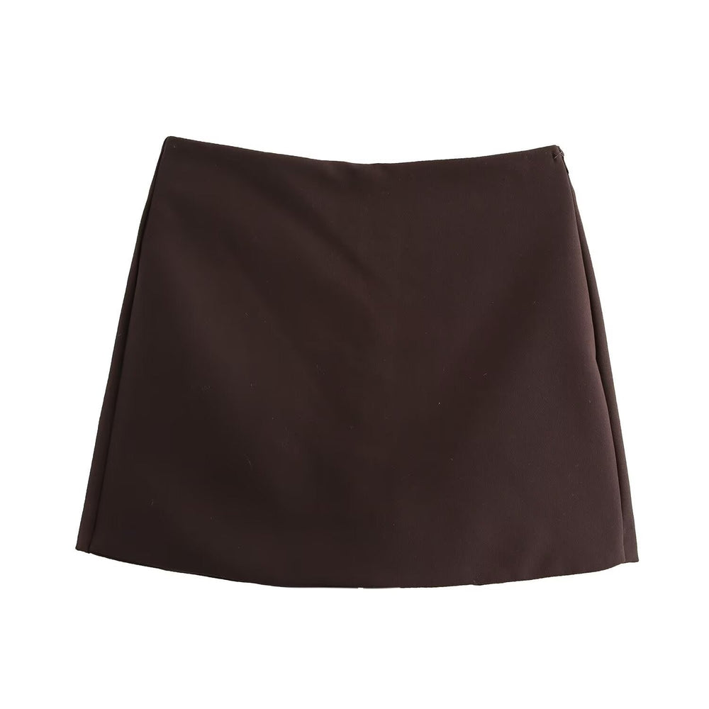Trendy Hoge Taille Dames Mini Skort met Rits en Plooi Detail
