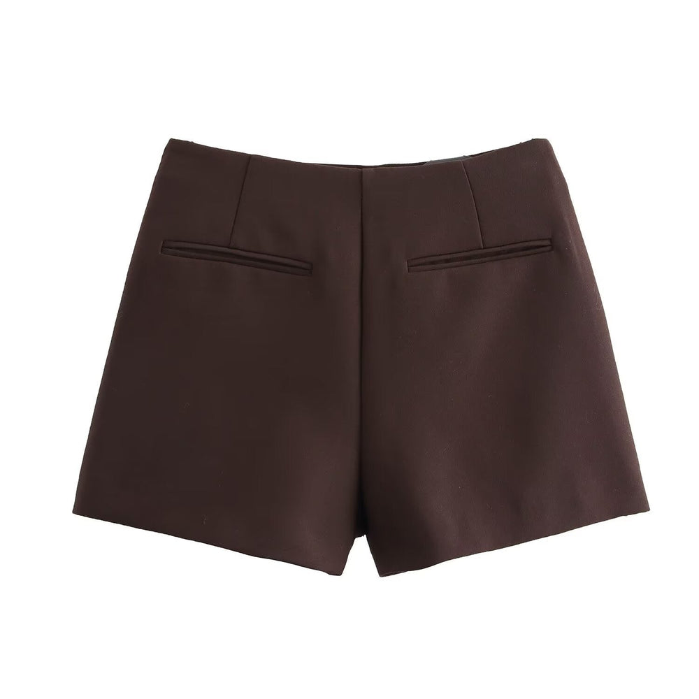 Trendy Hoge Taille Dames Mini Skort met Rits en Plooi Detail