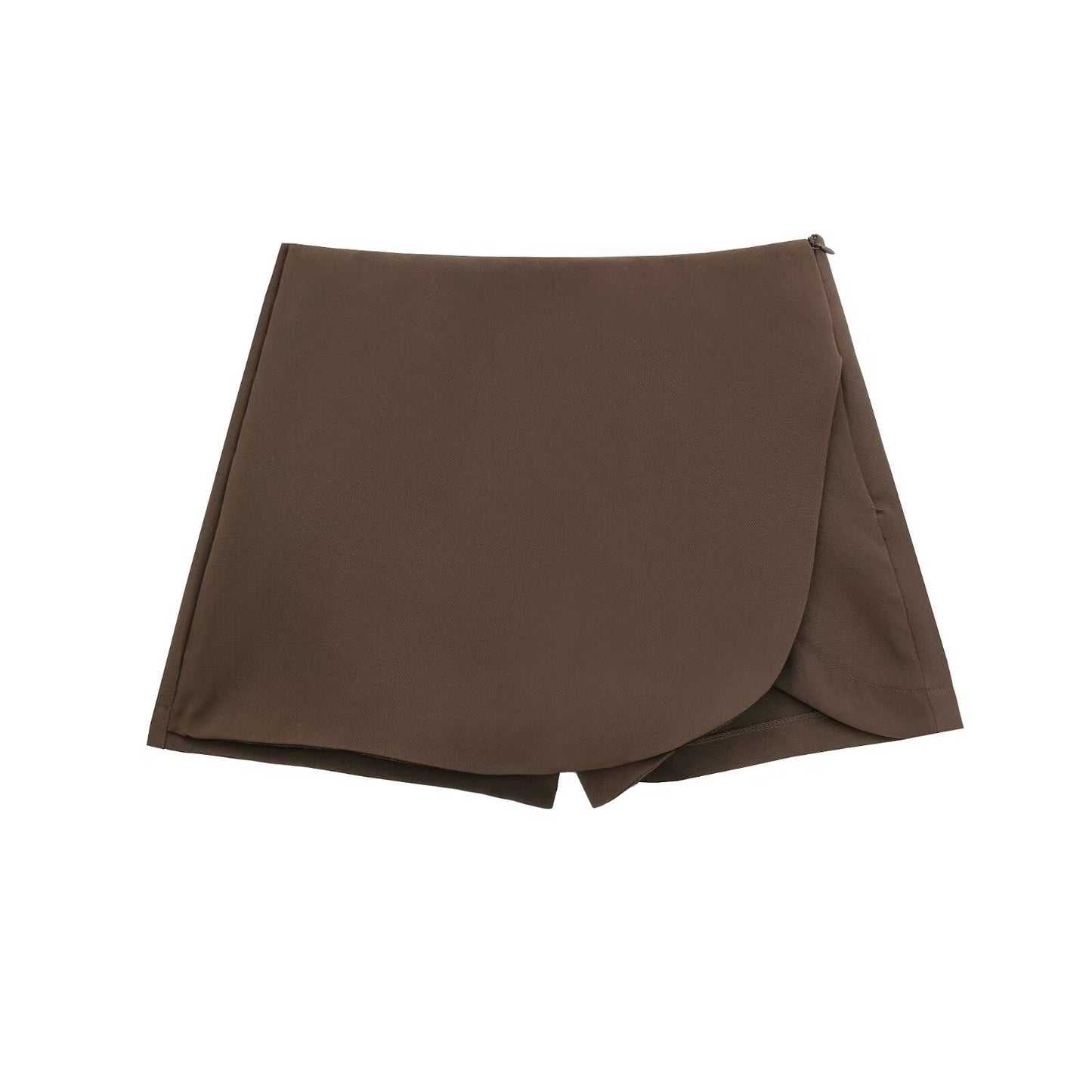 Trendy Hoge Taille Dames Mini Skort met Rits en Plooi Detail