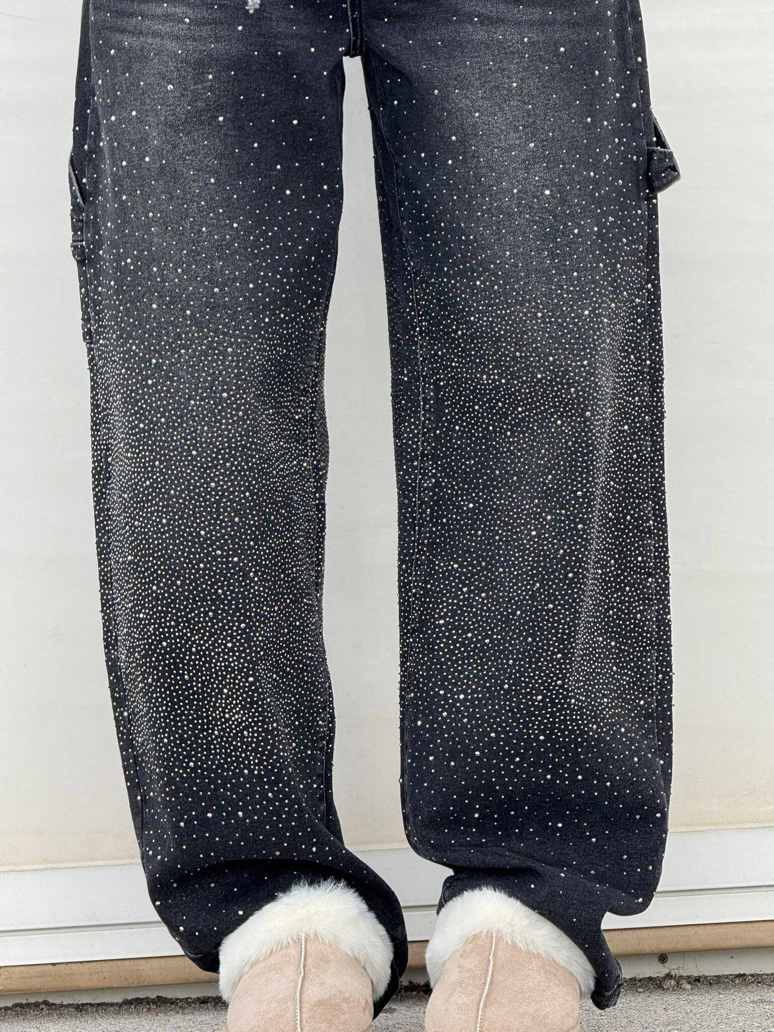 Trendy Glanzende Dames Jeans met Wijde Pijpen