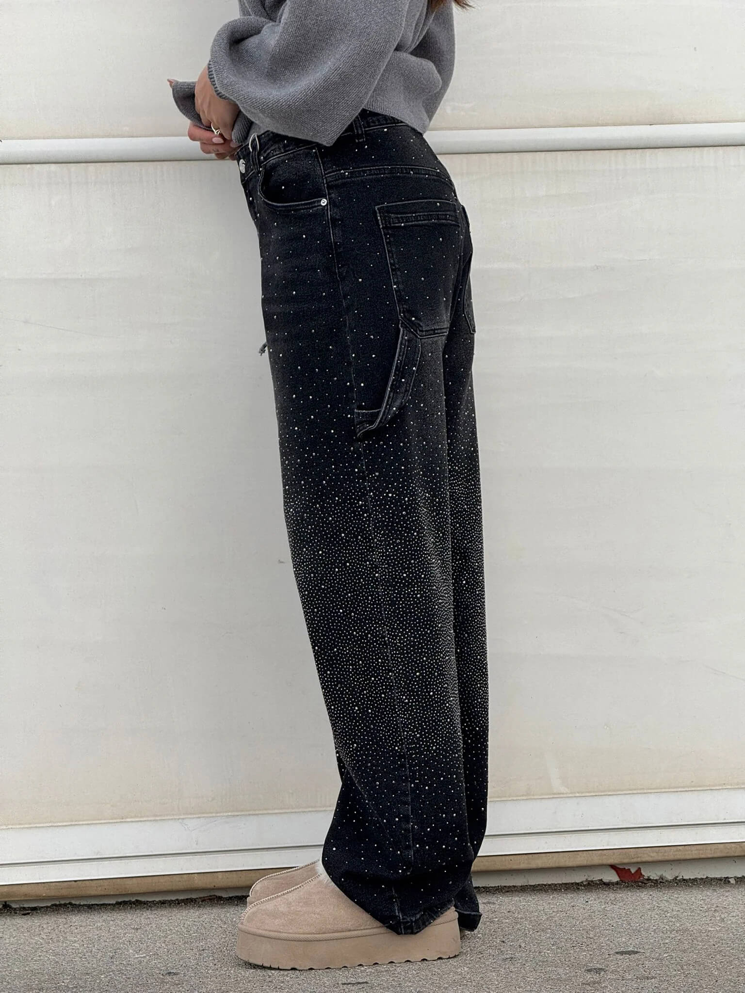 Trendy Glanzende Dames Jeans met Wijde Pijpen