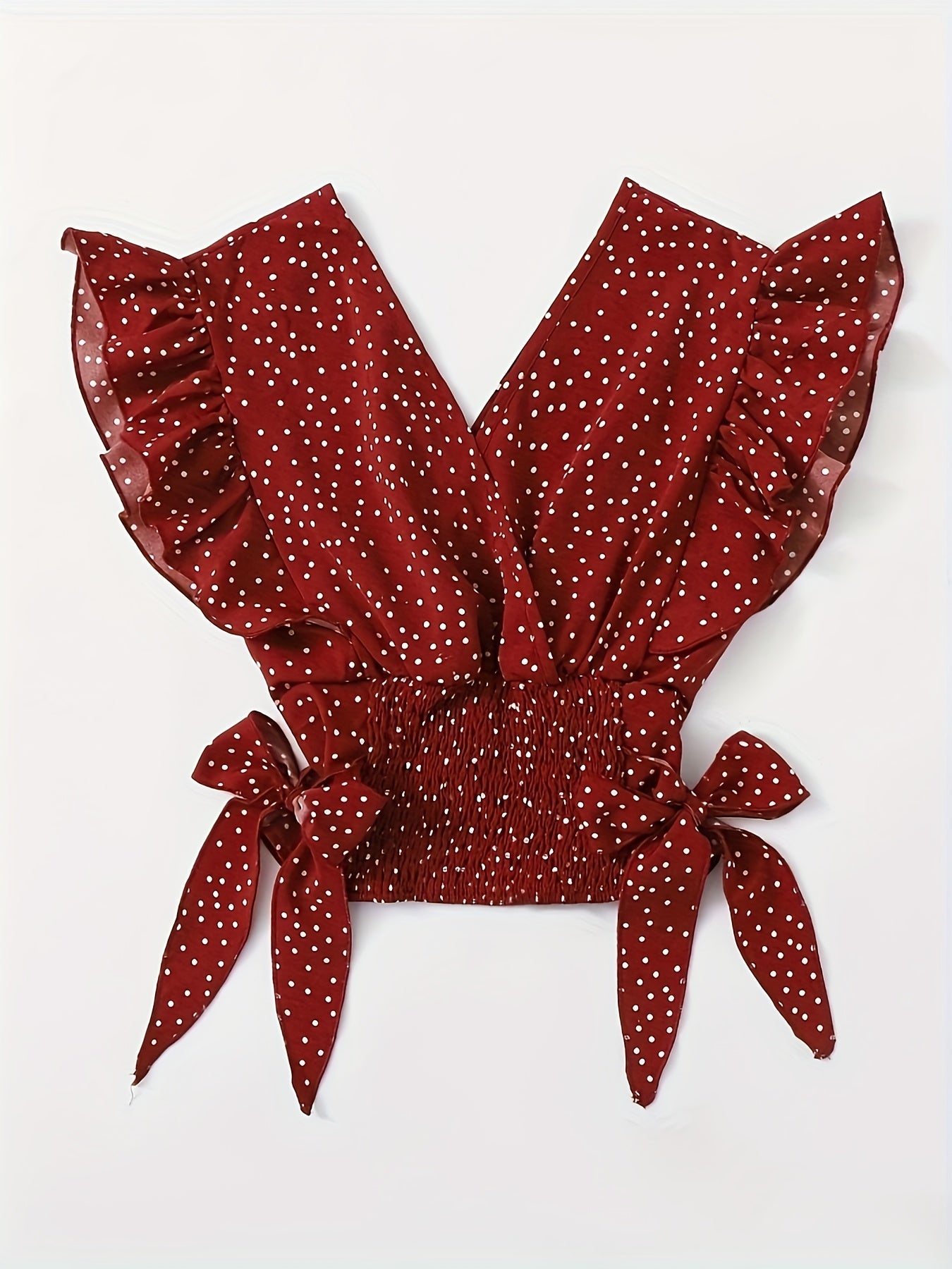 Berita | Ruffle Crop Top met Polkadotprint en Strikdetails