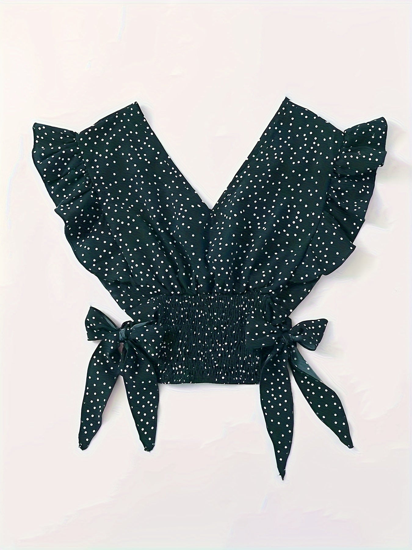 Berita | Ruffle Crop Top met Polkadotprint en Strikdetails