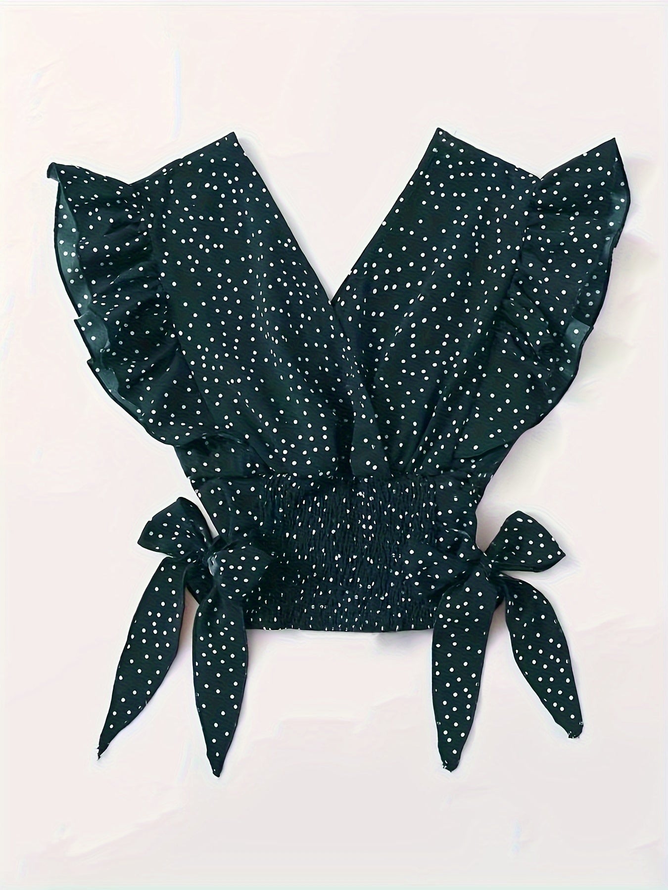 Berita | Ruffle Crop Top met Polkadotprint en Strikdetails