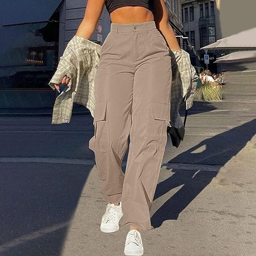 Belita | High Waist Cargo Broek met Zijlading - Streetstyle