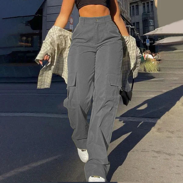 Belita | High Waist Cargo Broek met Zijlading - Streetstyle