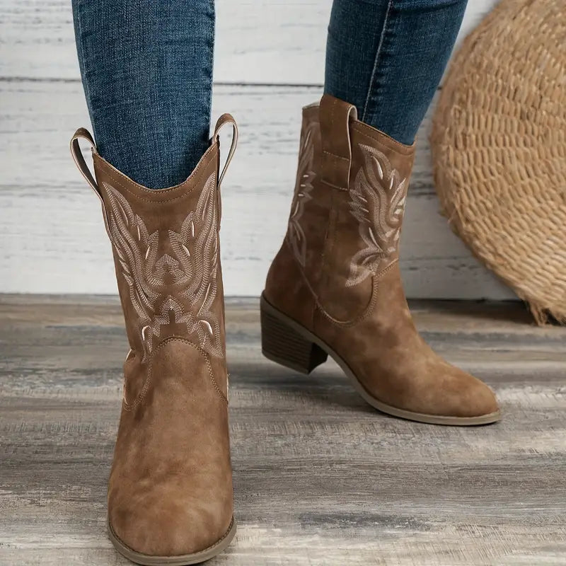 Stijlvolle Cowboy Dames Enkellaarzen met Hak