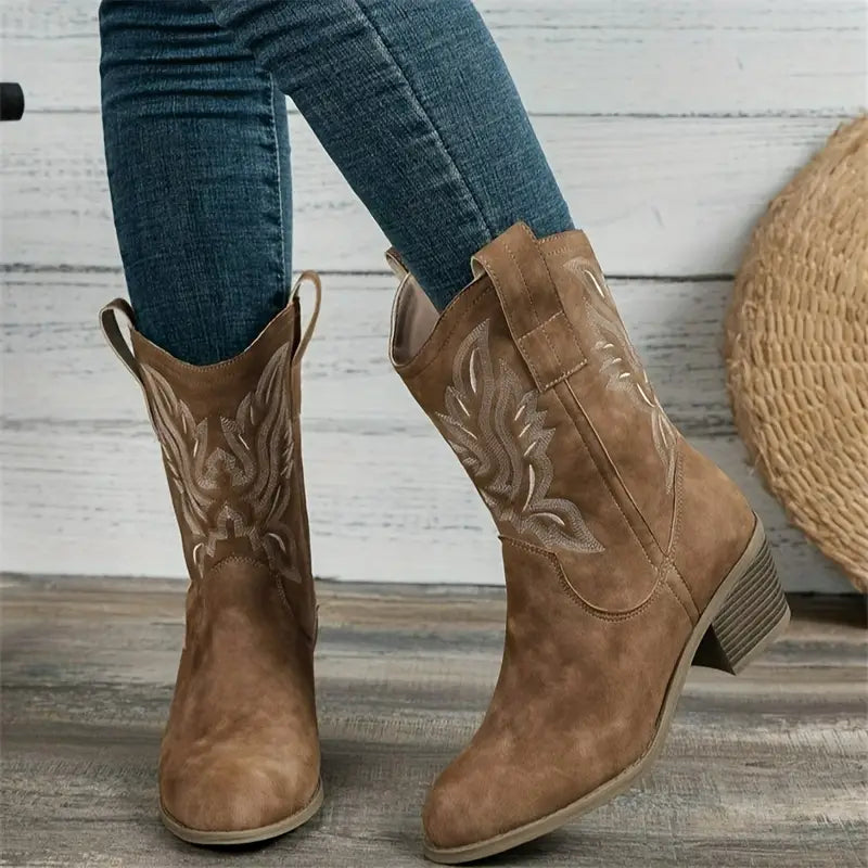 Stijlvolle Cowboy Dames Enkellaarzen met Hak