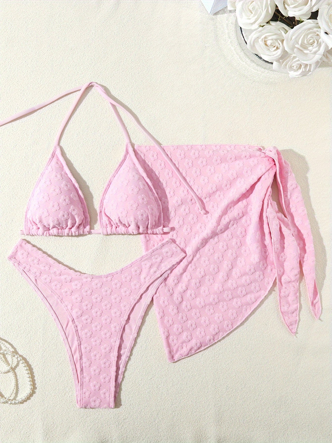 Orietta | Speelse Bikini Set met Bloemenstructuur