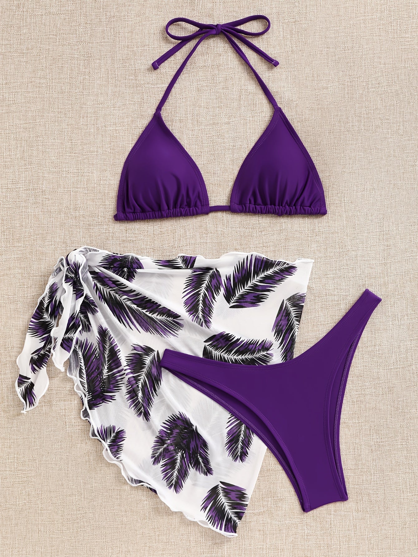 Gaige | Bikini Set met Tropische Sarong en Triangel Top