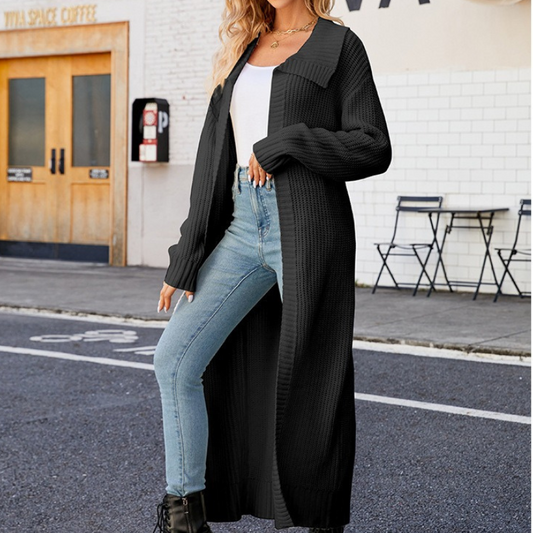 Stijlvolle Elegante Dames Maxi Vest met Lange Mouwen