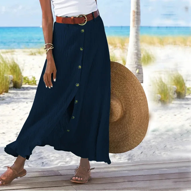 Annalise | Zomerse Lange Rok met Knoopsluiting Dames
