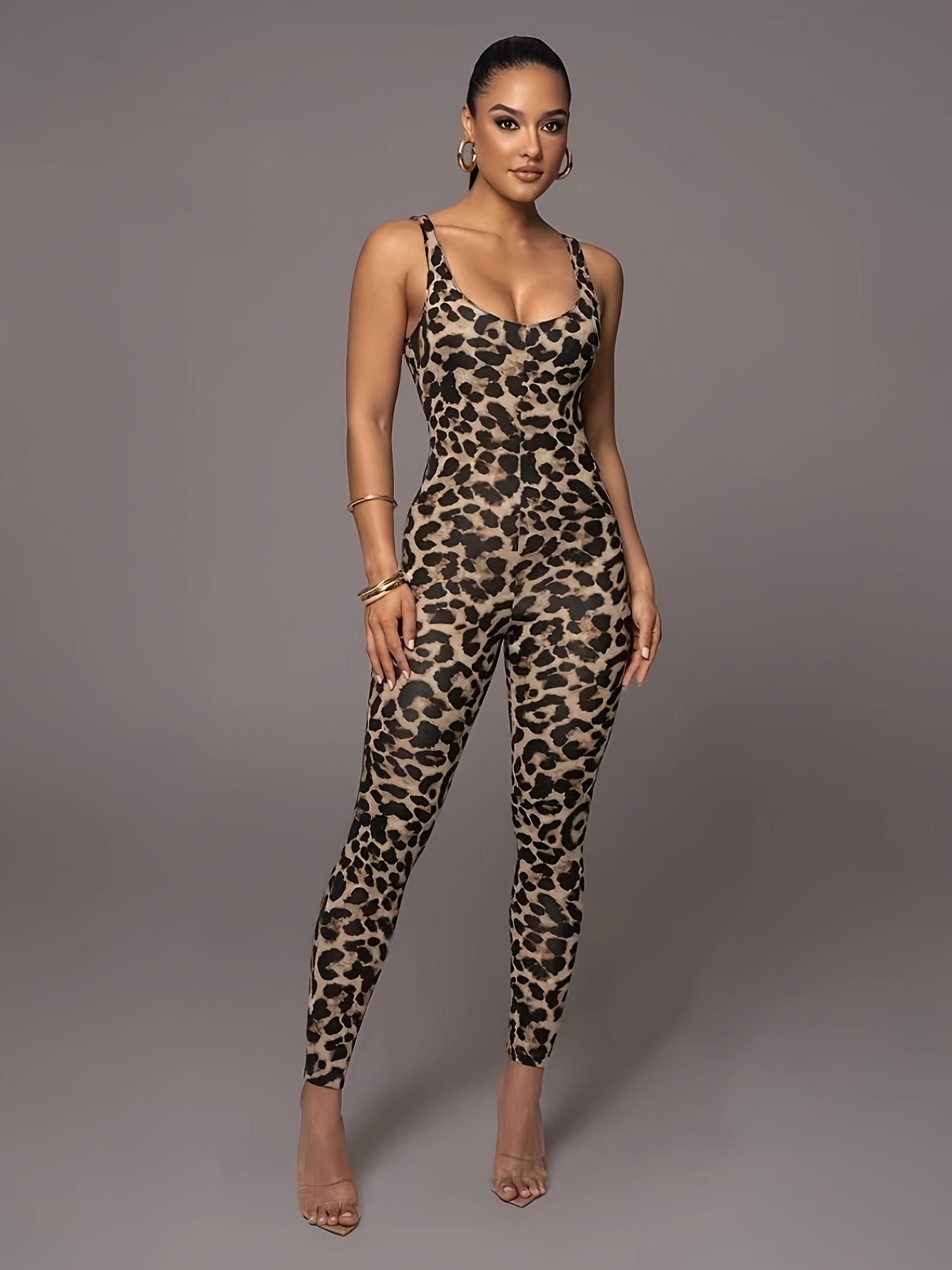 Diona | Sexy Panterprint Jumpsuit met Nauwsluitende Pasvorm