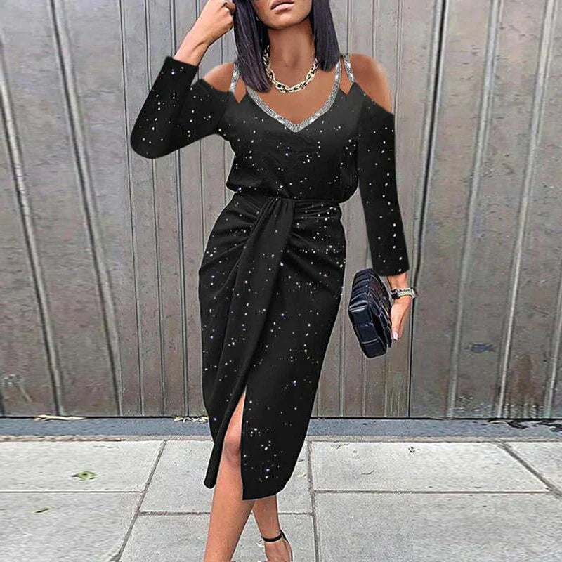 Jesy | Midi Jurk met Kant en Elegante Plissé