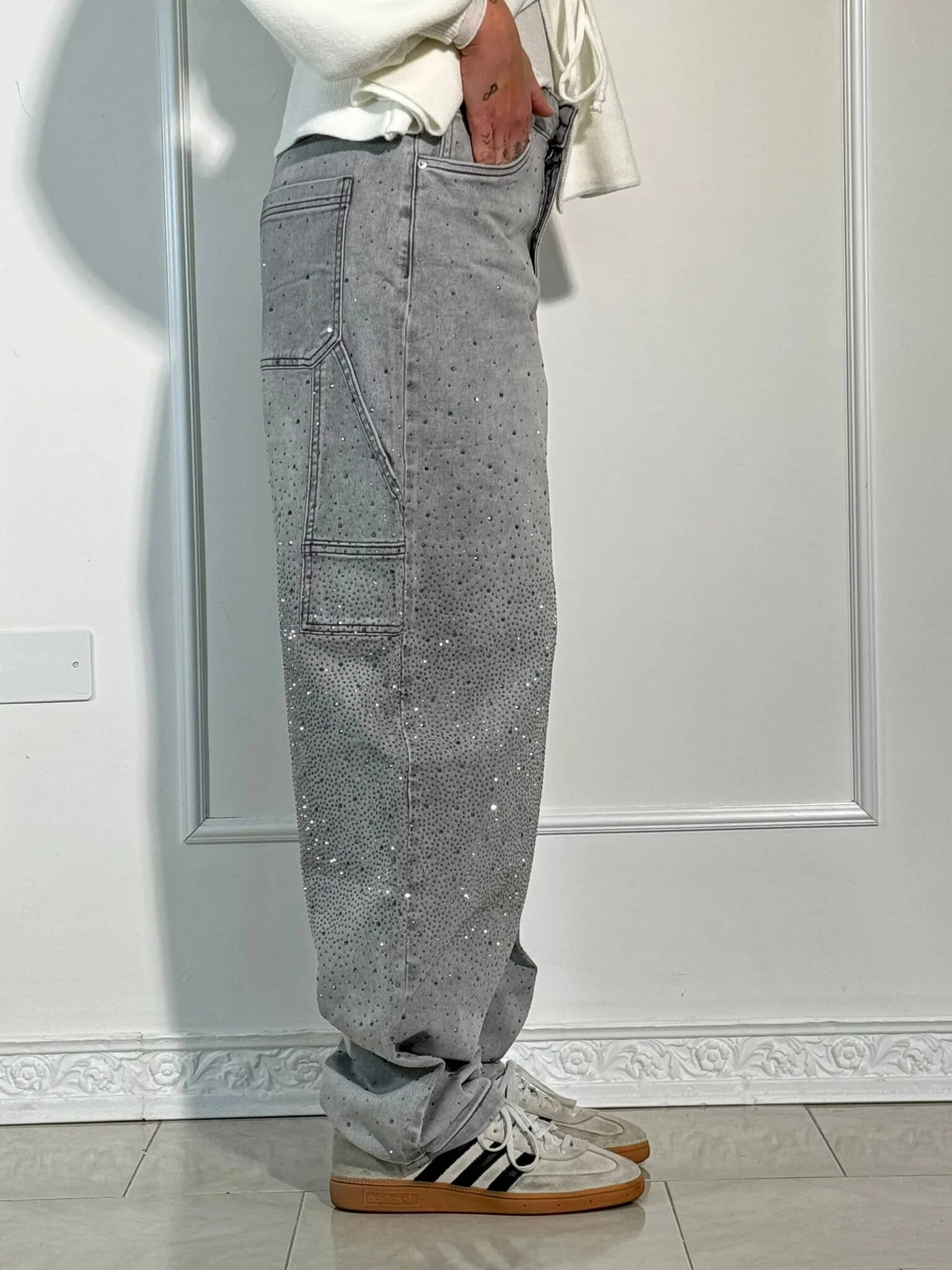 Trendy Glanzende Dames Jeans met Wijde Pijpen