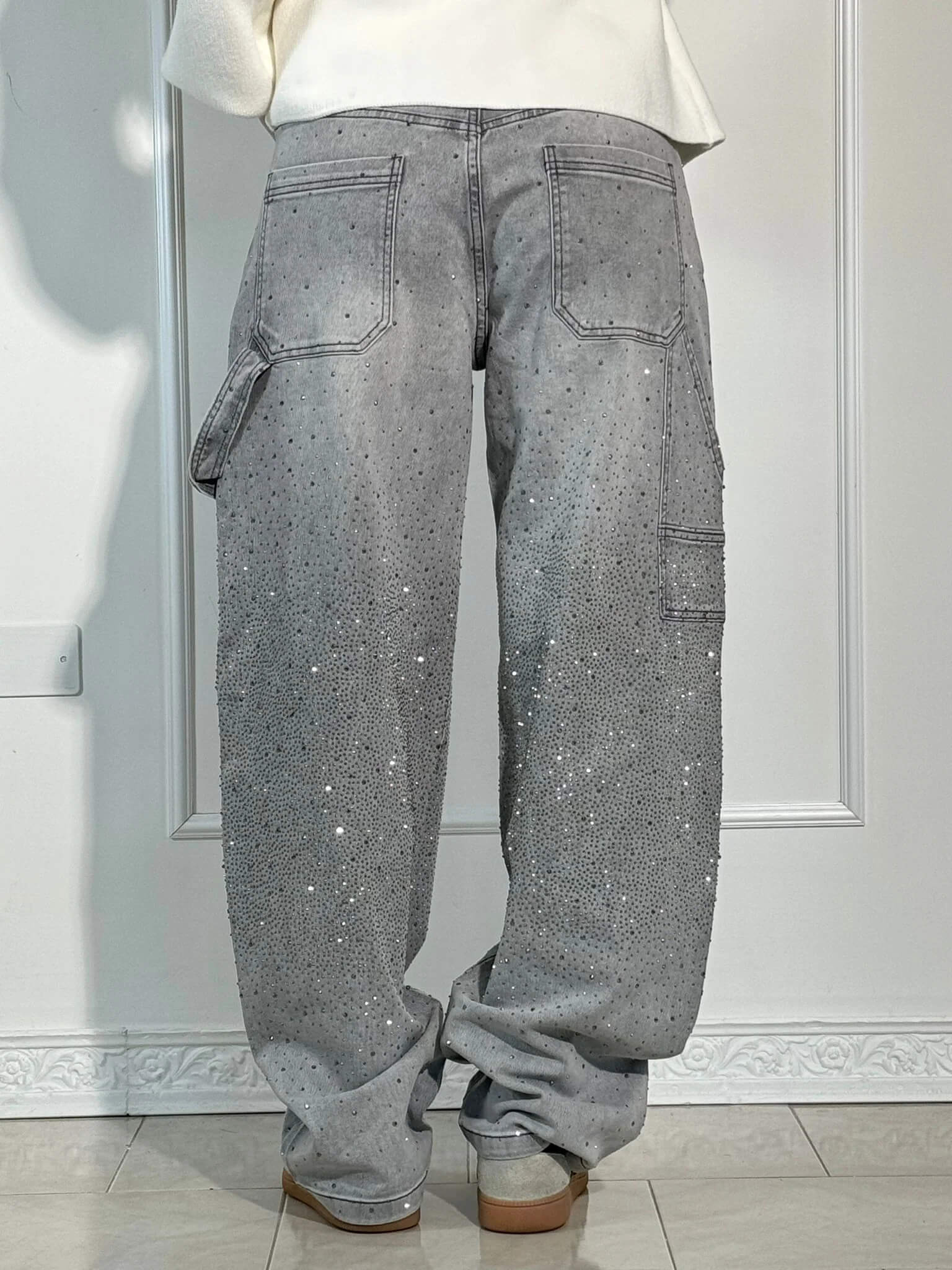 Trendy Glanzende Dames Jeans met Wijde Pijpen