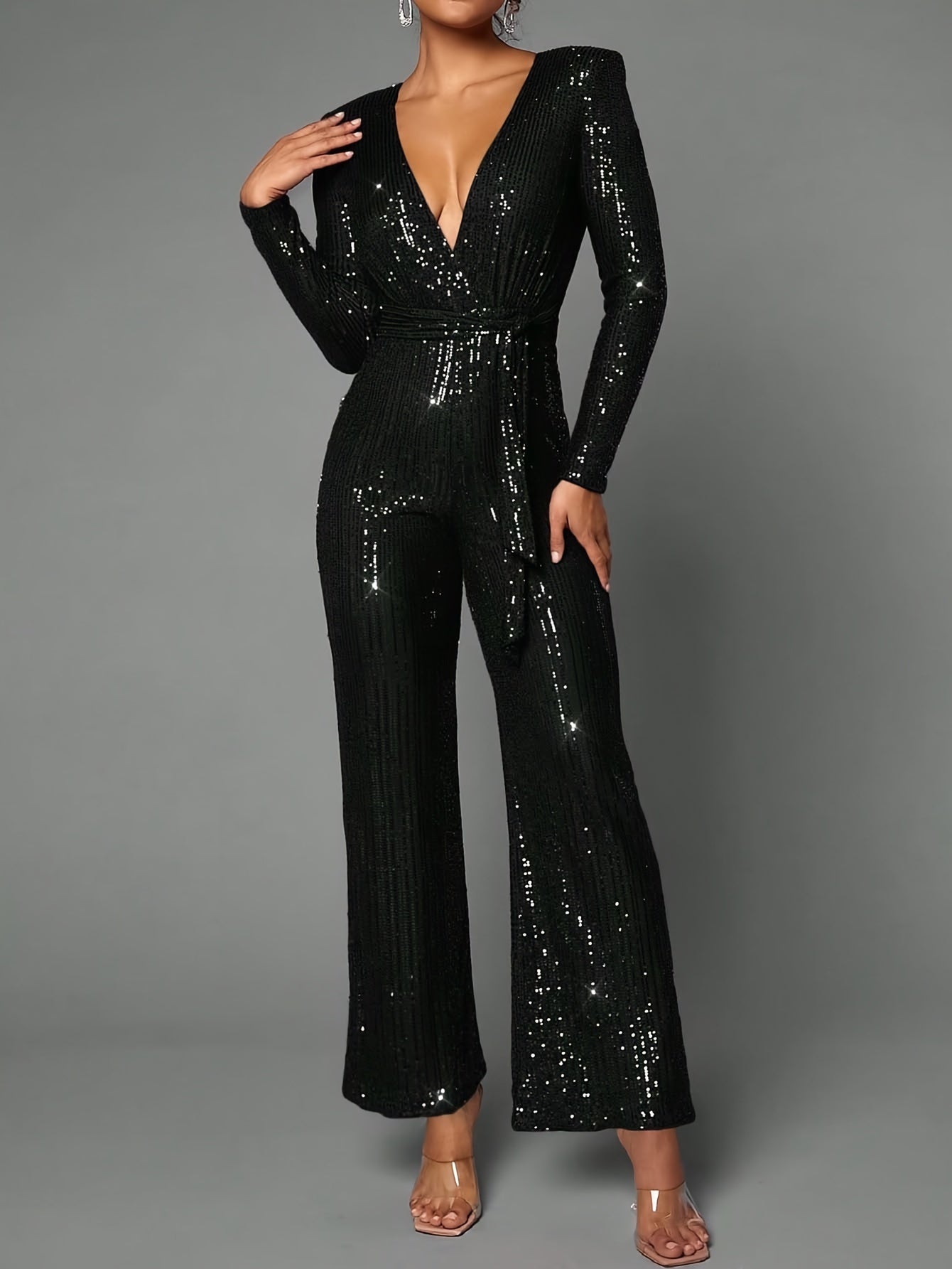Milia | Luxe Pailletten Jumpsuit met Diepe V-Hals