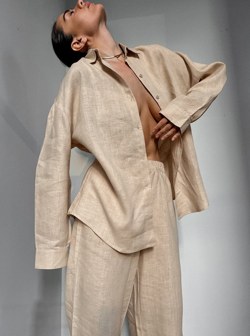 Mamie | Linen Shirt & Wide-Leg Pants Set