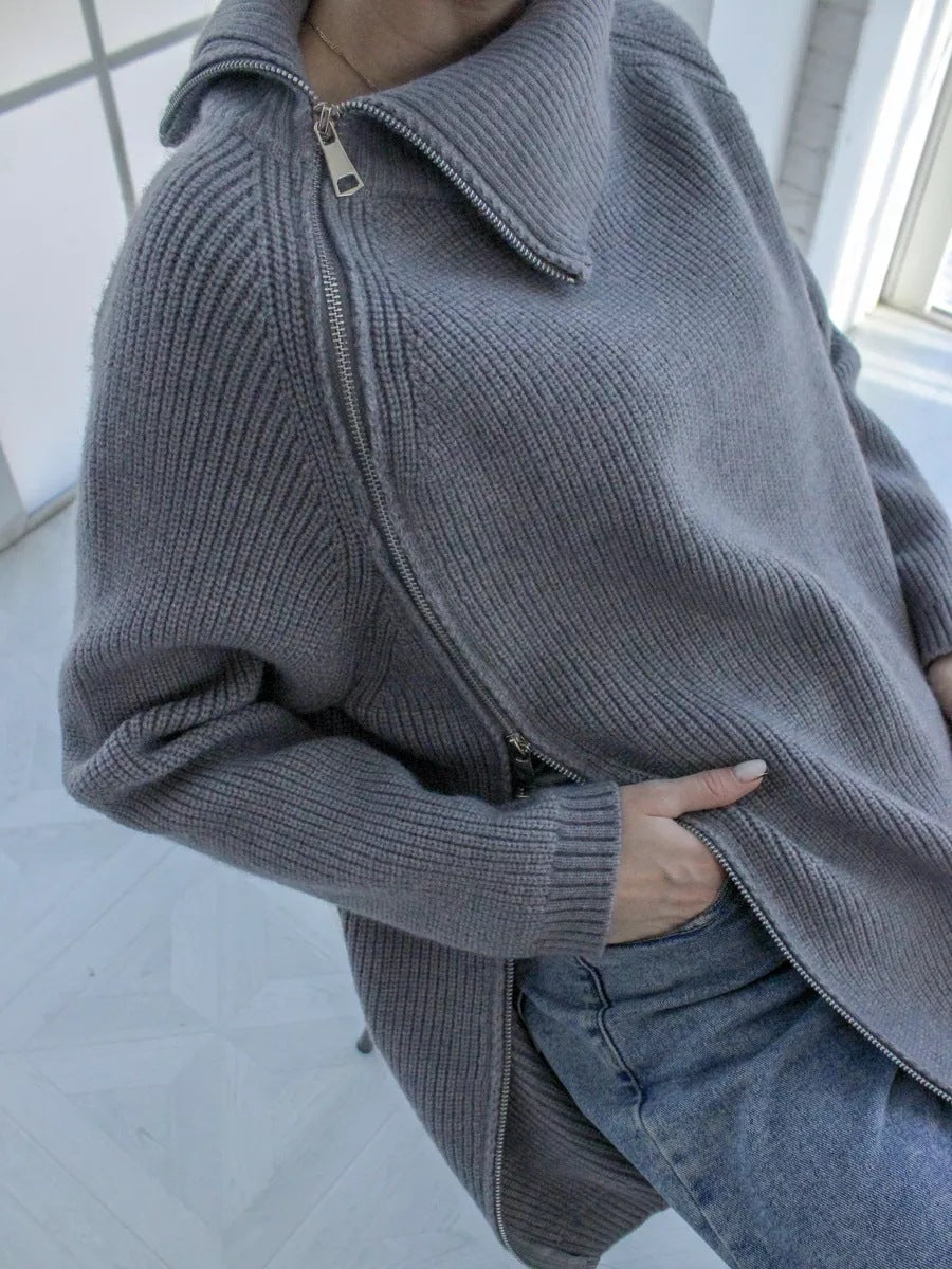 Oversized Warme Comfortabele Dames Trui met Rits