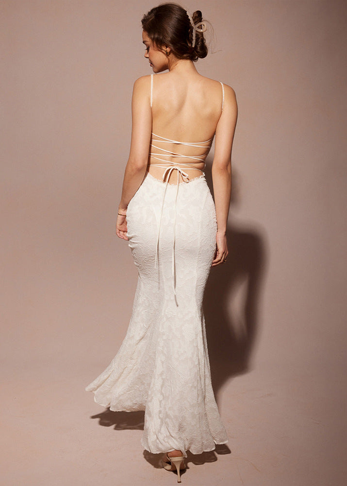 Winonah | Lace Maxi Dress with Spaghetti Straps Gala Dress