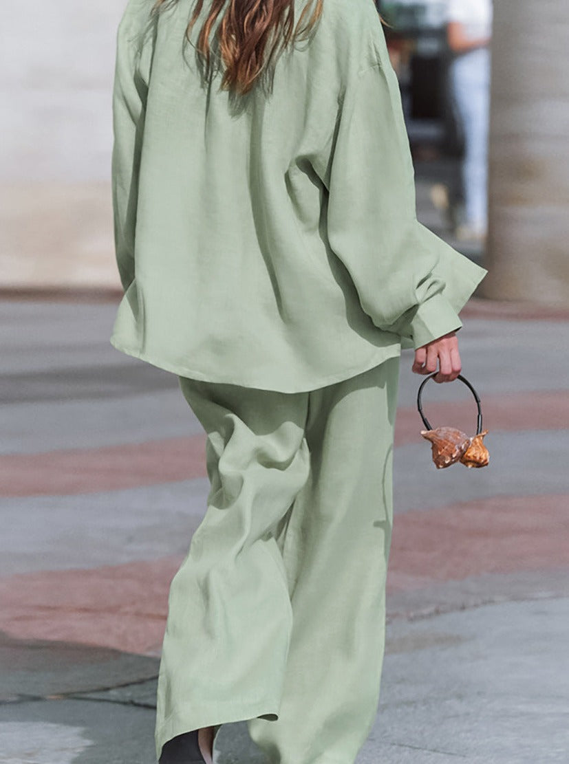 Mamie | Linen Shirt & Wide-Leg Pants Set