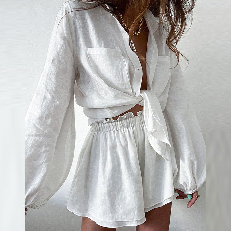 Juliane | Luchtige Linnen Set met Blouse en Shorts