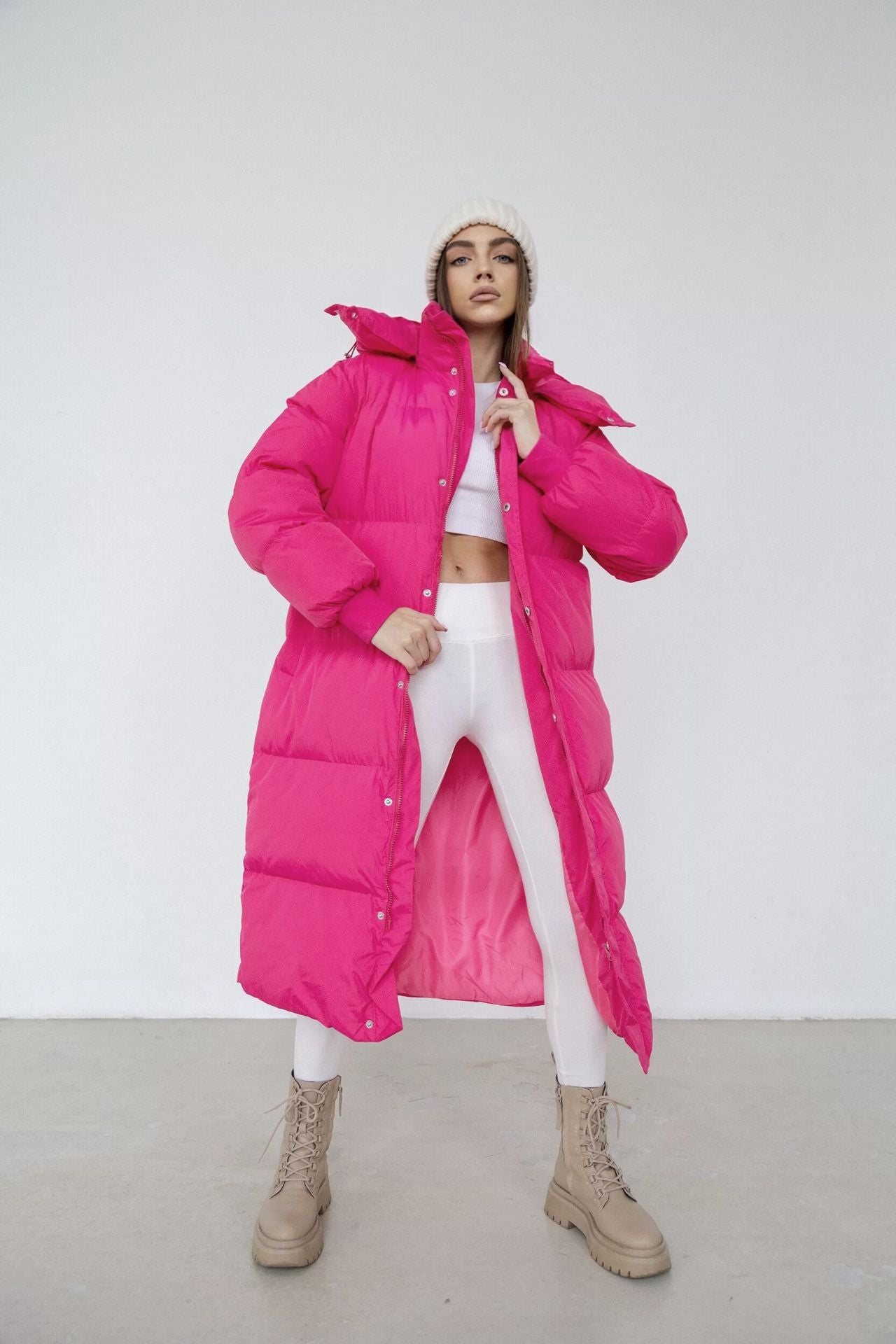 Oversized Lange Warme Dames Puffer Jas met Capuchon