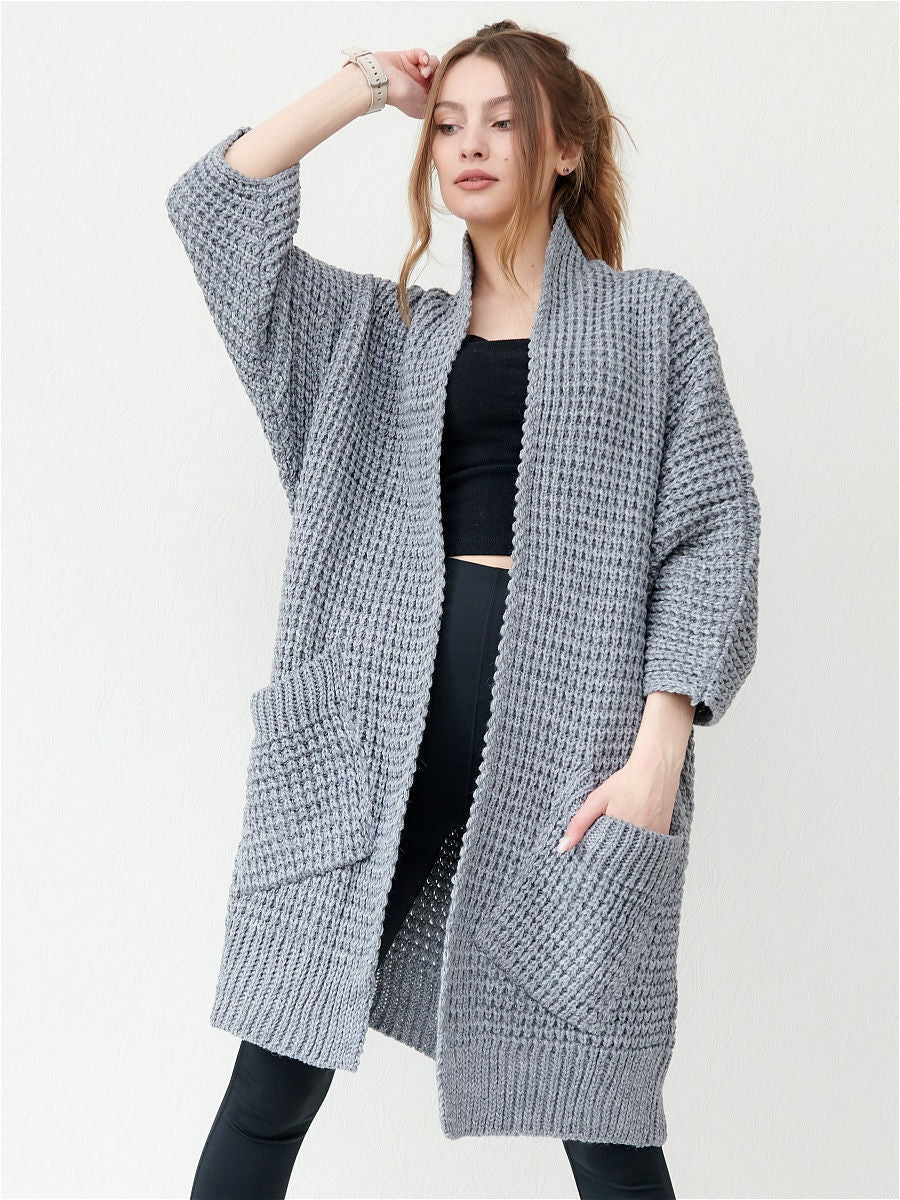 Oversized Comfortabele Zachte Dames Vest met Lange Mouwen