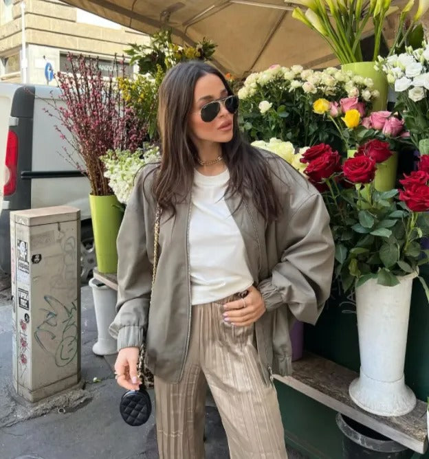 Oversized Trendy Dames Bomberjack met Rits