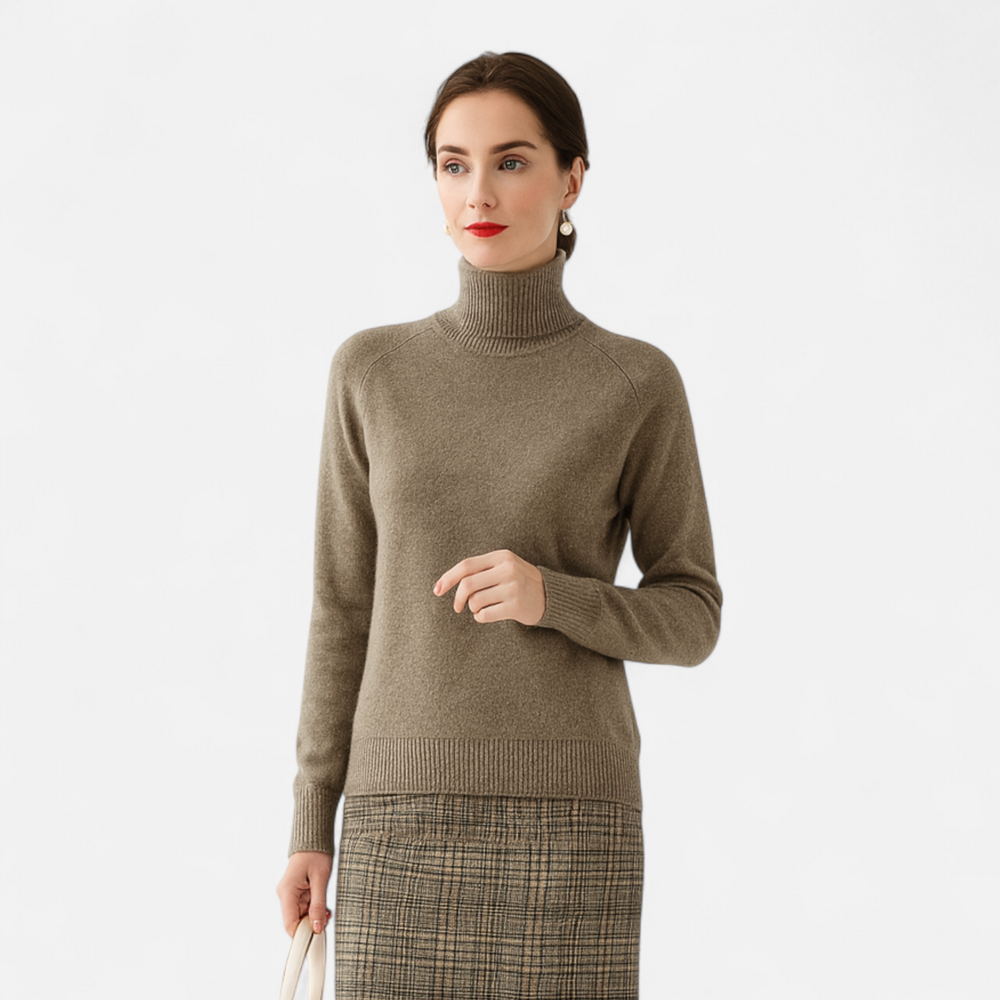 Zachte Merino Cashmere Dames Coltrui met Raglanmouwen en Ribboorden