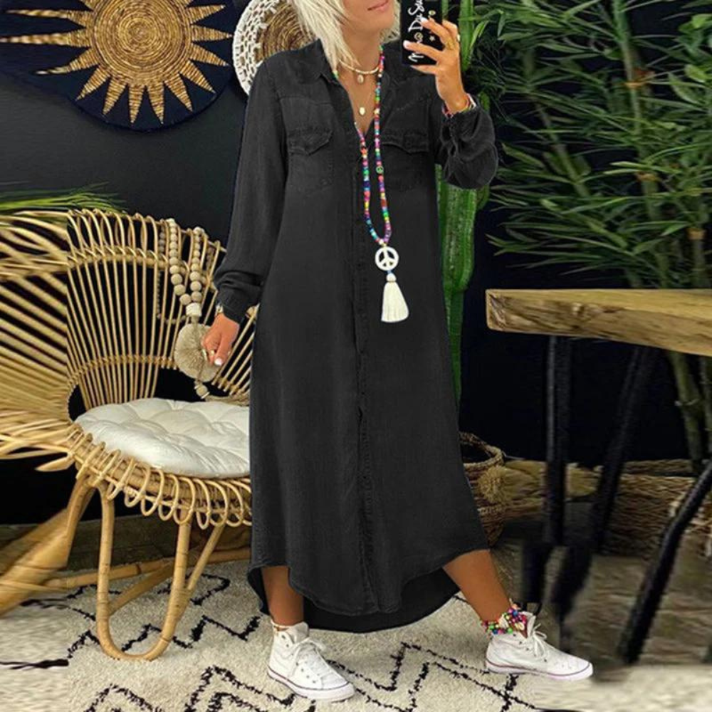 Gwyneth | Denim Tuniek Jurk met Knopen