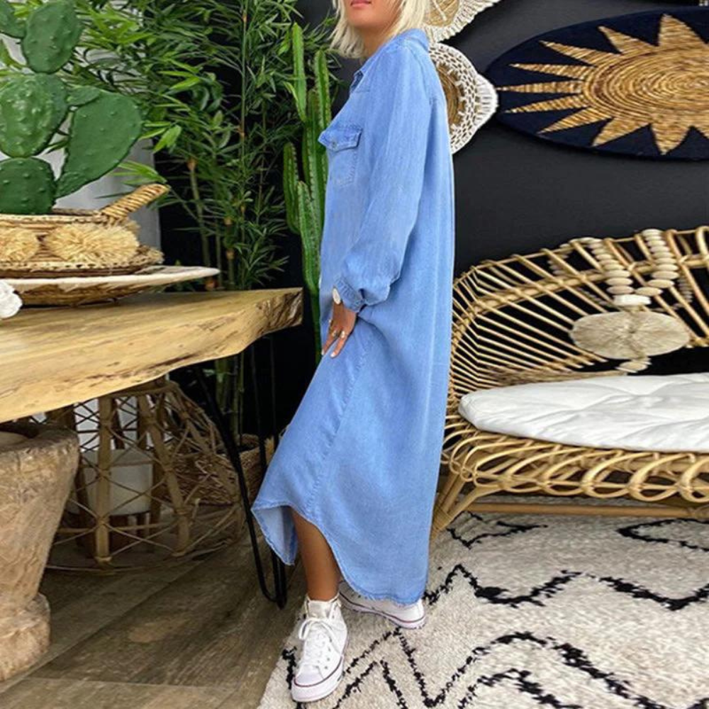 Gwyneth | Denim Tuniek Jurk met Knopen