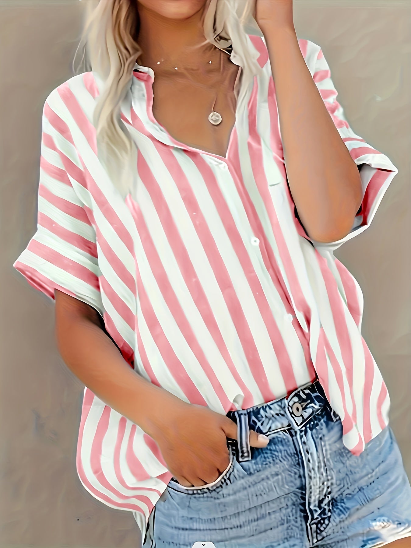 Berit | Gestreepte Overhemdblouse met Relaxte Pasvorm
