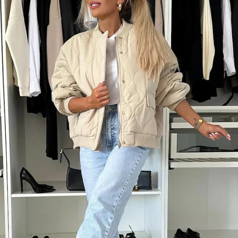 Oversized Dames Bomberjack met Gevoerde Pasvorm – Khaki