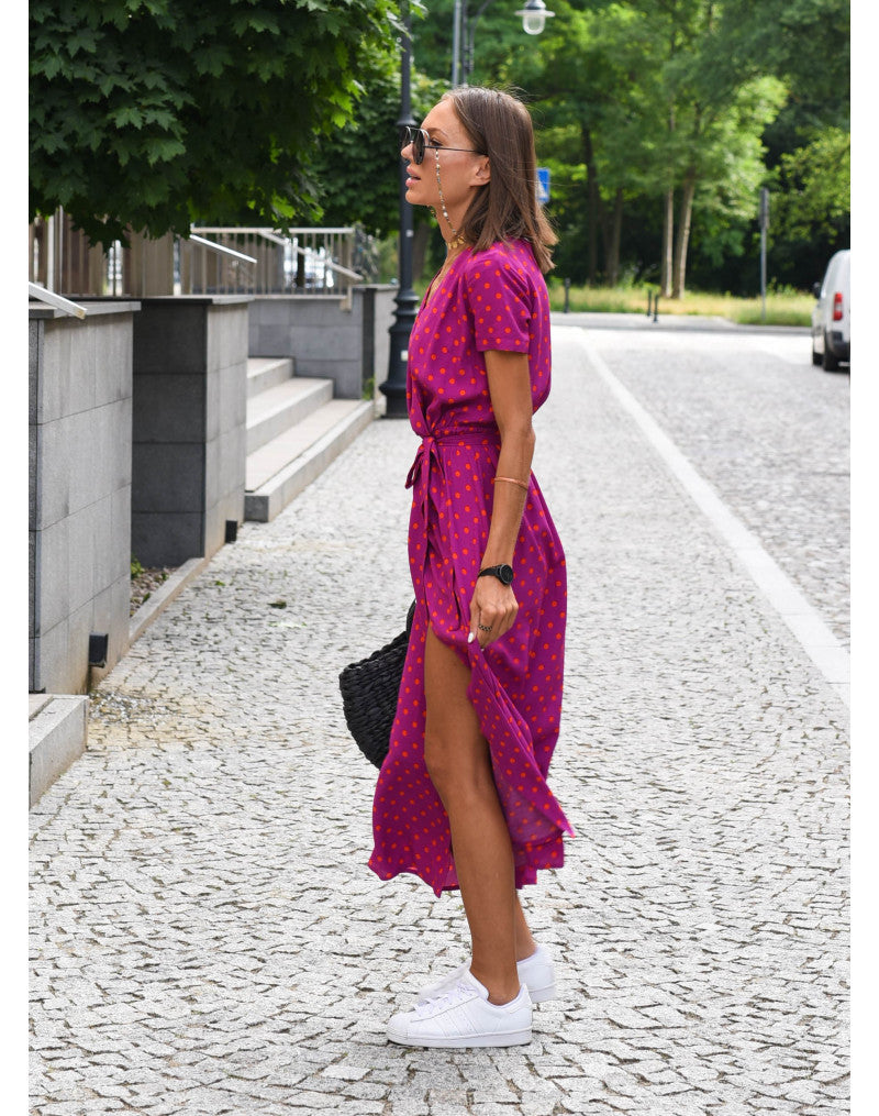 Corinne | V-Hals Midi Jurk met Bloemenprint