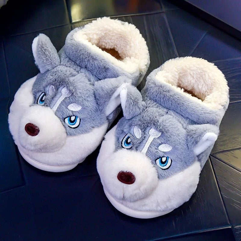 Warme Zachte Dames Pantoffels – Schattige Husky Sloffen voor Thuis