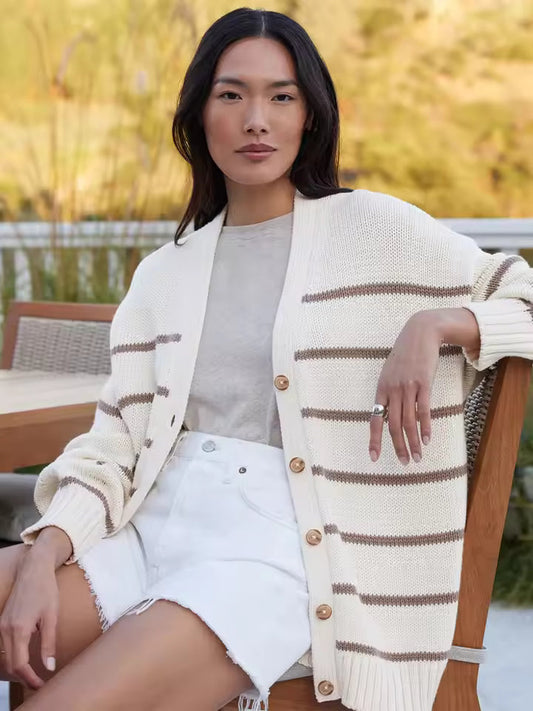 Trendy Oversized Dames Cardigan met Strepen en Knopen