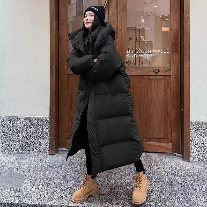 Warme Lange Oversized Dames Puffer Jas met Capuchon