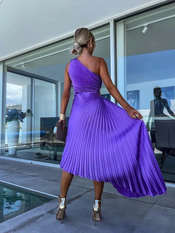 Belda | Elegante Asymmetrische Plissé Jurk