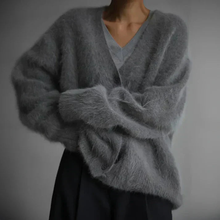 Zachte Oversized Fluffy Dames Cardigan met Knopen