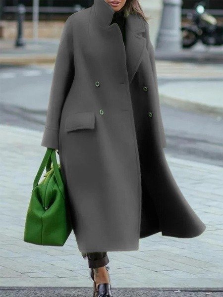 Chique Elegante Dames Mantel Winter Jas met Dubbele Knopen