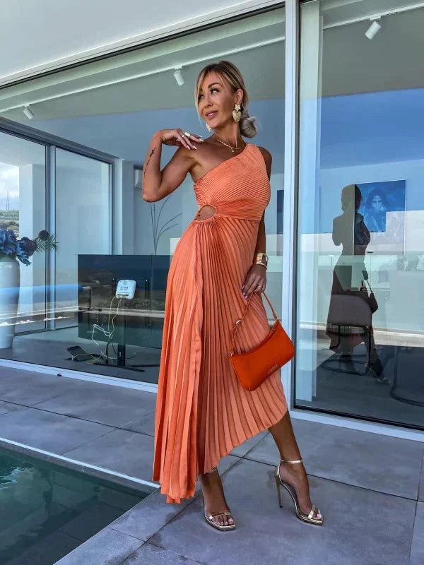 Belda | Elegante Asymmetrische Plissé Jurk
