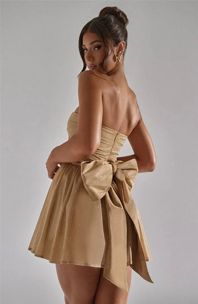Dahlia | Strapless Glitter Mini-Jurk