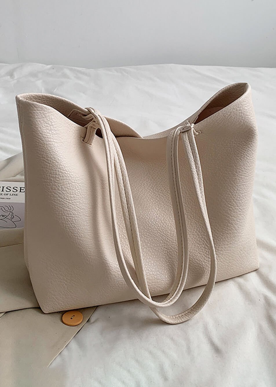 Sac Épaule Femme Tendance Large en Cuir Souple