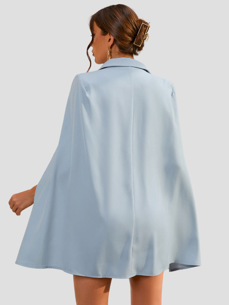 Daly| Cape Blazer Dress with Gold-Colored Buttons