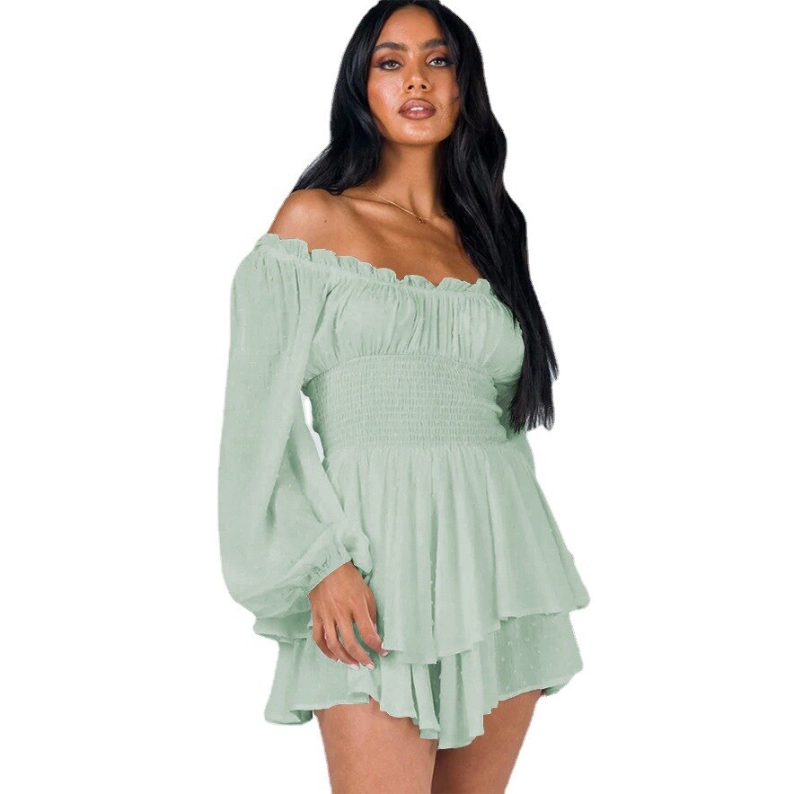 Deni | Off-Shoulder Ruchesjurk met Boho Flare