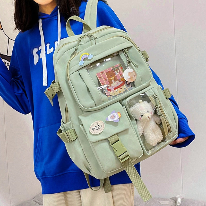 Lightweight Women's School Backpack with Multiple Compartments and Zipper