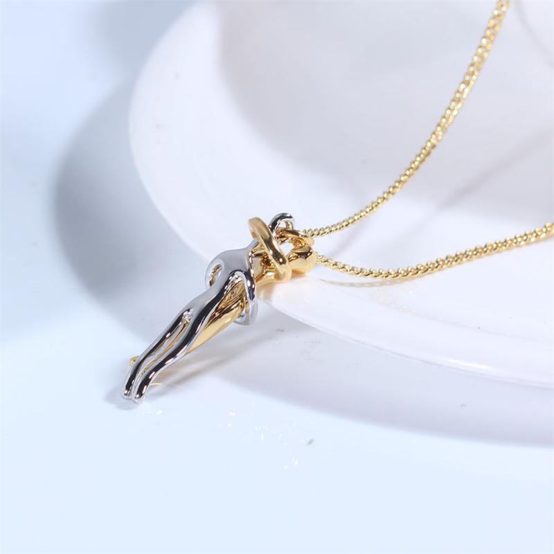Elegante Dames Ketting met Gouden en Zilveren Hanger